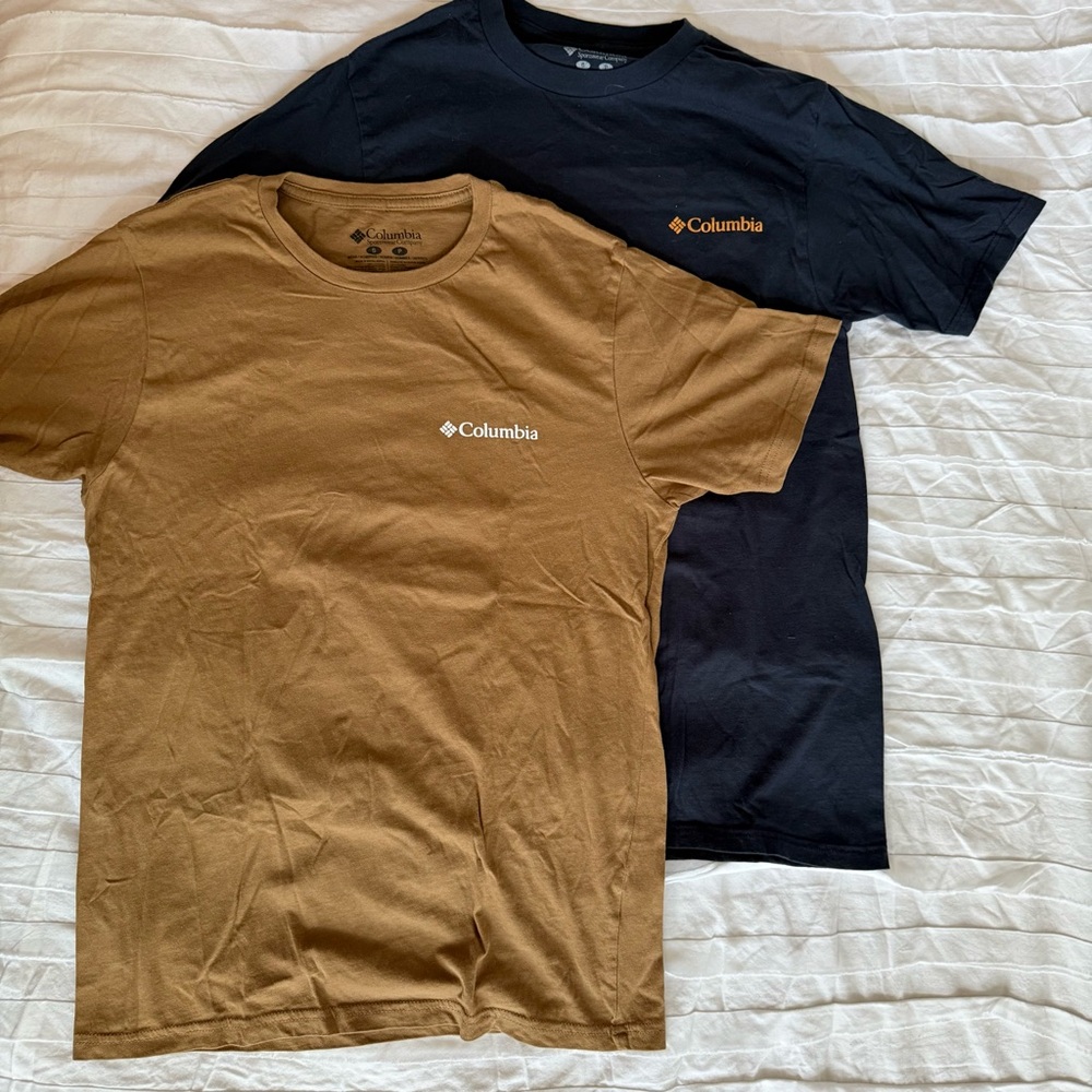 Columbia Men's T-Shirt Pack - Navy and Brown Tan 100% Cotton